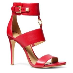 Michael Kors Amos Ankle Cuff Sandal In Crimson